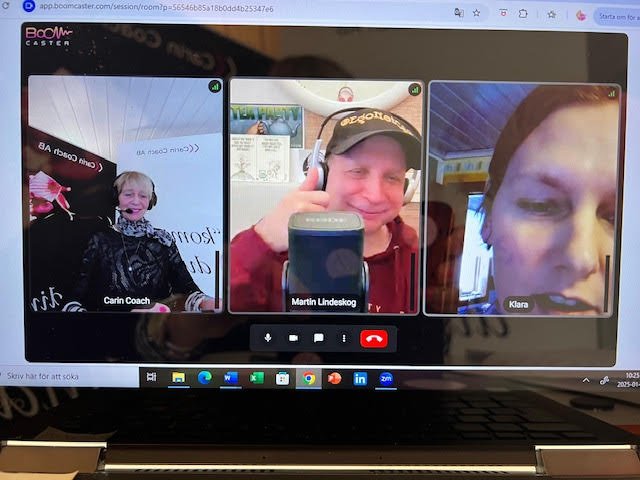 Carin Bladh, Martin Lindeskog, Klara Bladh poddinspelning online från Göteborg till Dalarna